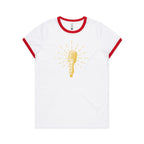 Retro Microphone - Women's Ringer Tee White Red Womens Ringer T-shirt Music Printed In Australia Retro