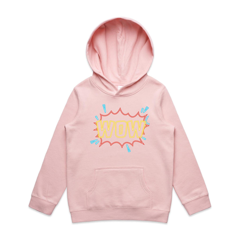 Wow - Kids Hoodie Pink Kids Hoodie Printed In Australia