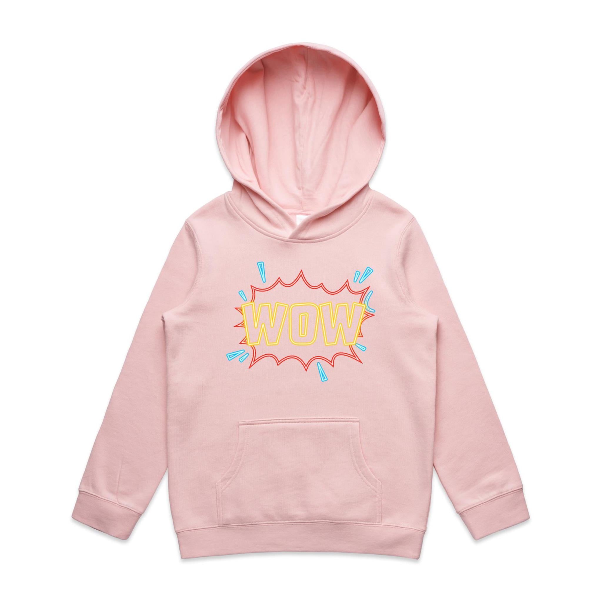 Wow - Kids Hoodie Pink Kids Hoodie Printed In Australia