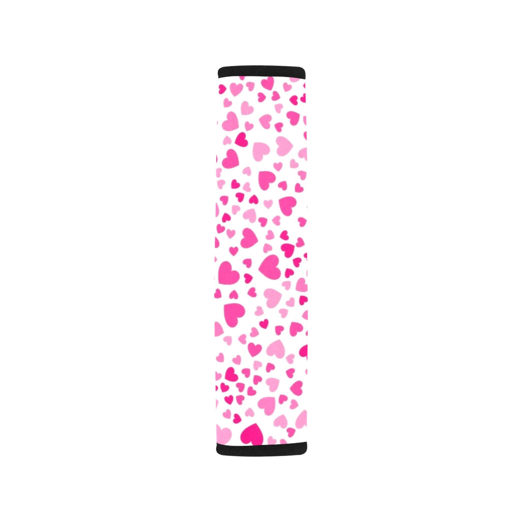 Pink Hearts On White Car Seat Belt Cover 7''x10'' (Pack of 2) Car Seat Belt Cover 7x10 (Pack of 2) Love Printed Offshore