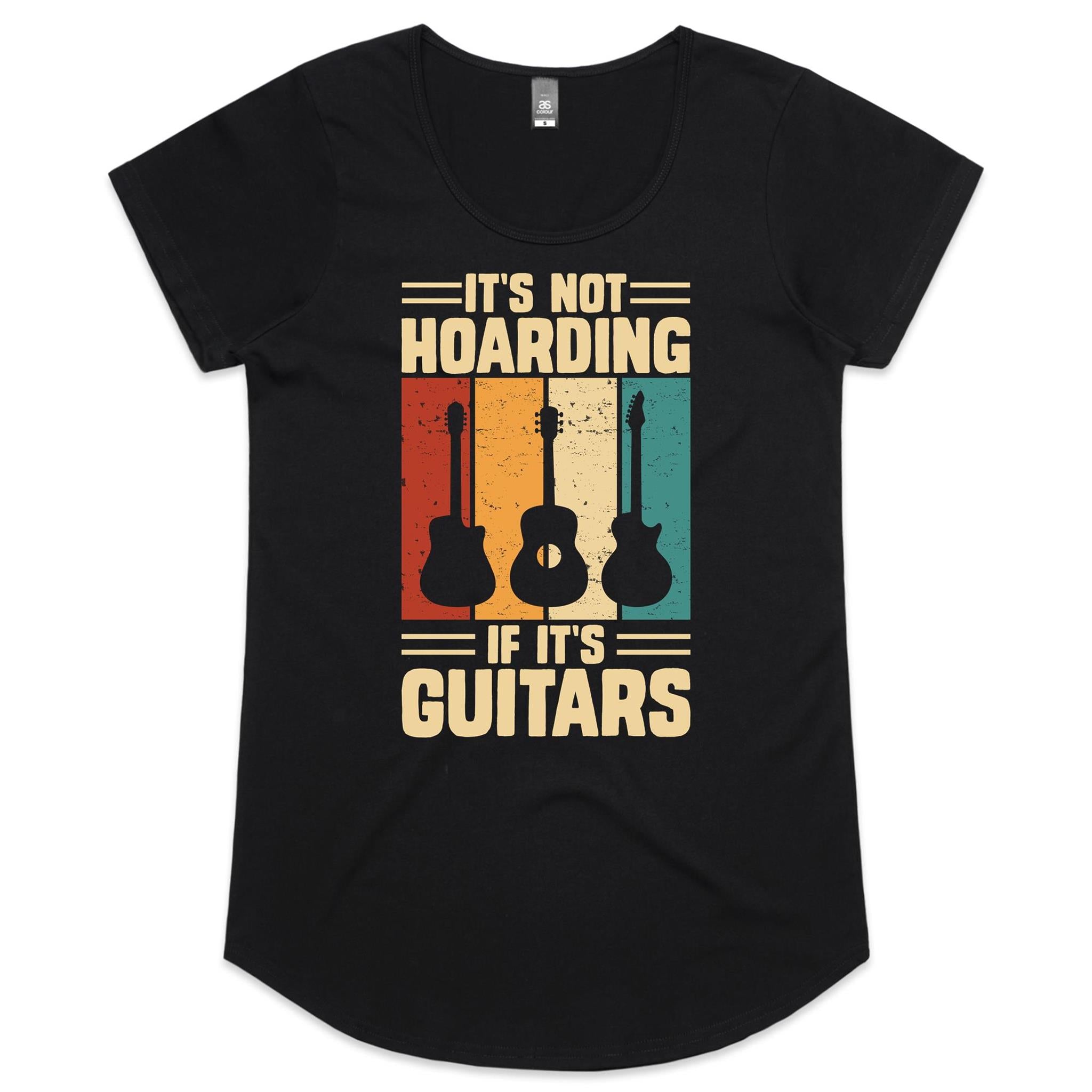It's Not Hoarding If It's Guitars - Womens Scoop Neck T-Shirt Black Womens Scoop Neck T-shirt Music Printed In Australia