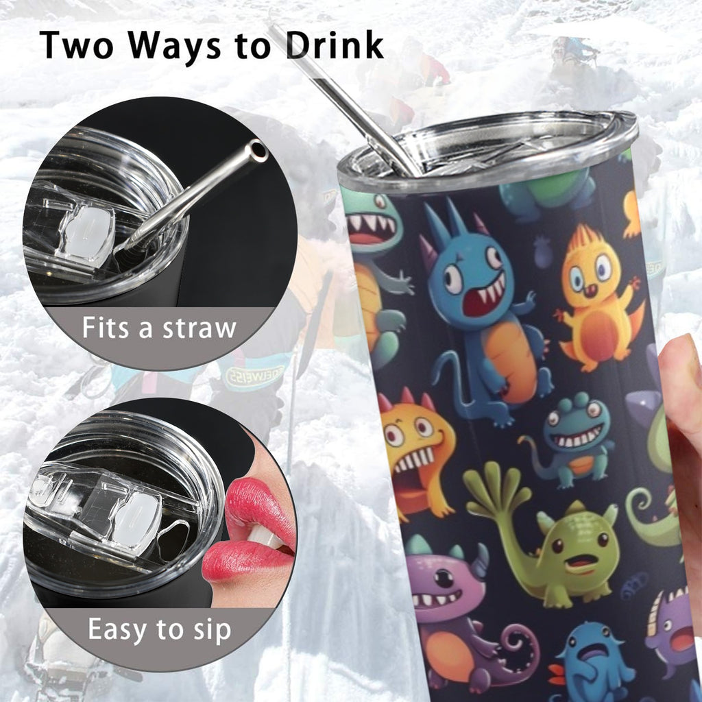 Monster Mania - 20oz Tall Skinny Tumbler with Lid and Straw