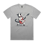 Cat Playing Guitar AS Colour Heavy Faded Tee Unisex Faded storm Heavy Faded T-shirt animal Music Printed In Australia