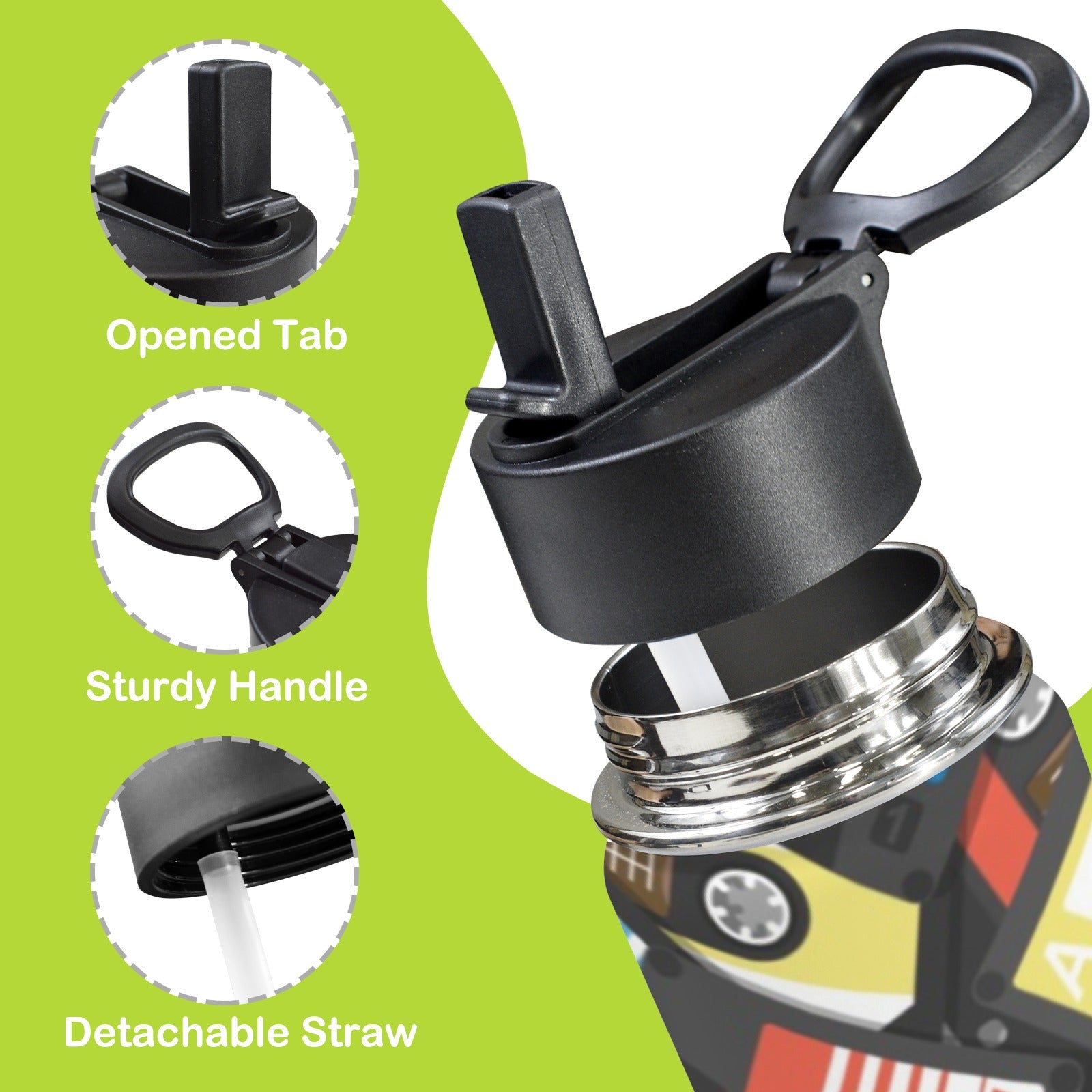 Cass 12oz Kids Water Bottle with Straw Lid