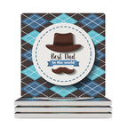 Best Dad In The World - Ceramic Coasters (Square) white Ceramic Coasters Dad Printed Offshore