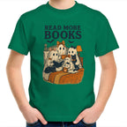 Read More Books, Halloween Ghosts - Kids Youth T-Shirt Kelly Green Kids Youth T-shirt Halloween Printed In Australia Reading
