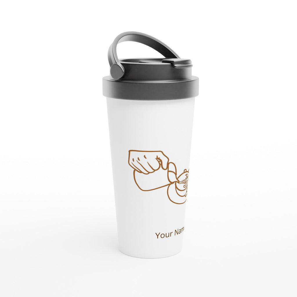 Personalised Barista White 15oz Stainless Steel Travel Mug Personalised Travel Mug Coffee Customise Globally Fulfilled Personalise