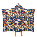 Comic Book Blue Kids Hooded Blanket 100cm x 130cm white 40"×50" Kids Hooded Blanket comic Printed Offshore