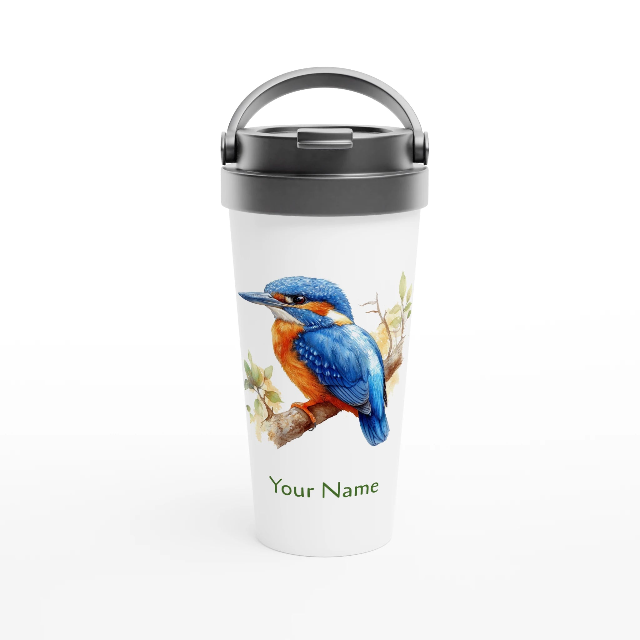 Personalise - Kingfisher, Australian Birds - White 15oz Stainless Steel Travel Mug Default Title Personalised Travel Mug animal Globally Fulfilled