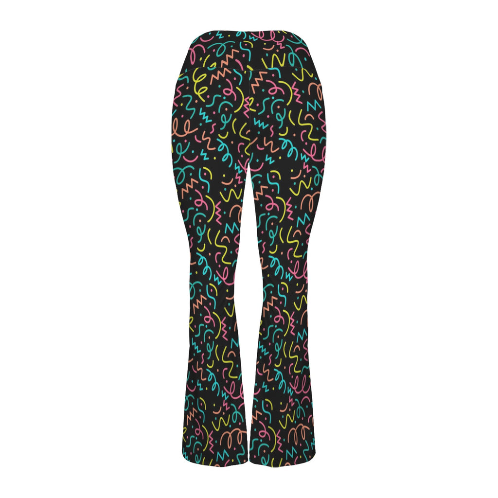 Squiggle Time High Waist Crossover Tummy Control Flare Leggings High Waist Flare Leggings Printed Offshore