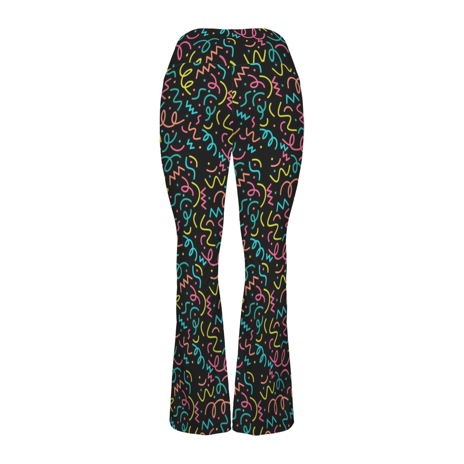 Squiggle Time High Waist Crossover Tummy Control Flare Leggings High Waist Flare Leggings Printed Offshore