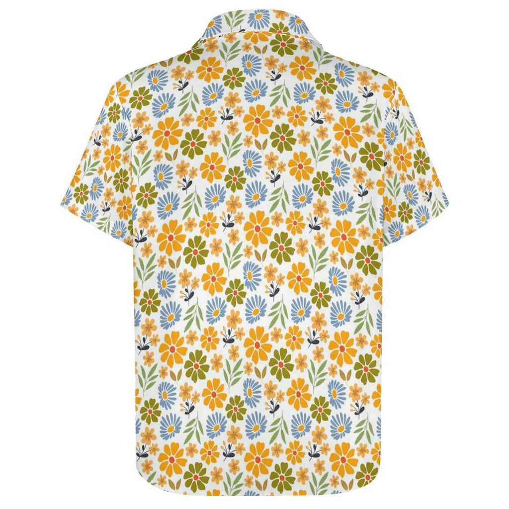 Retro Boho Floral - Women's Short-Sleeve Button Up Shirt