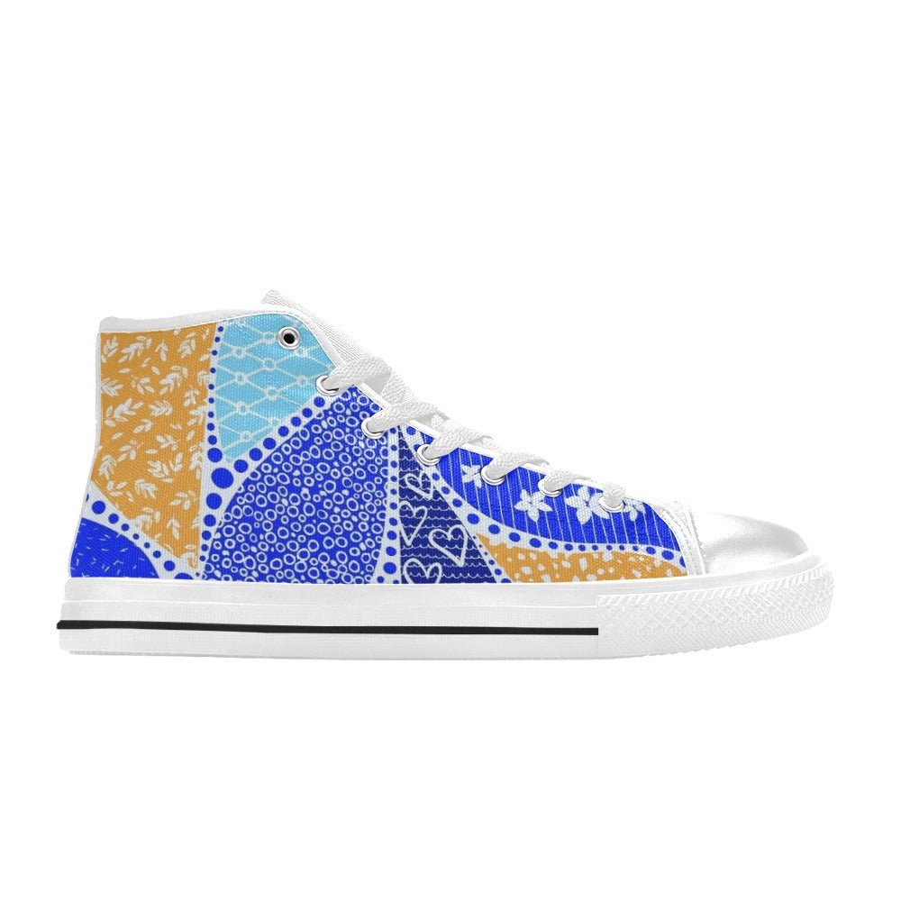 Blue Swirl - Men's High Top Canvas Shoes