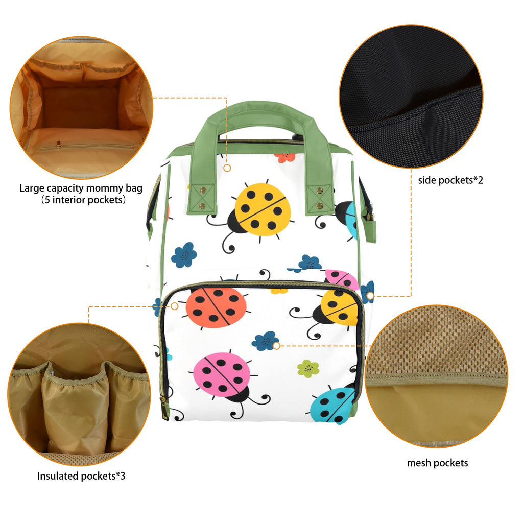 Ladybugs - Multi-Function Backpack, Nappy / Diaper Bag