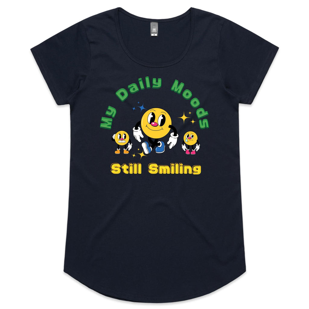 My Daily Moods - Womens Scoop Neck T-Shirt Navy Womens Scoop Neck T-shirt Printed In Australia