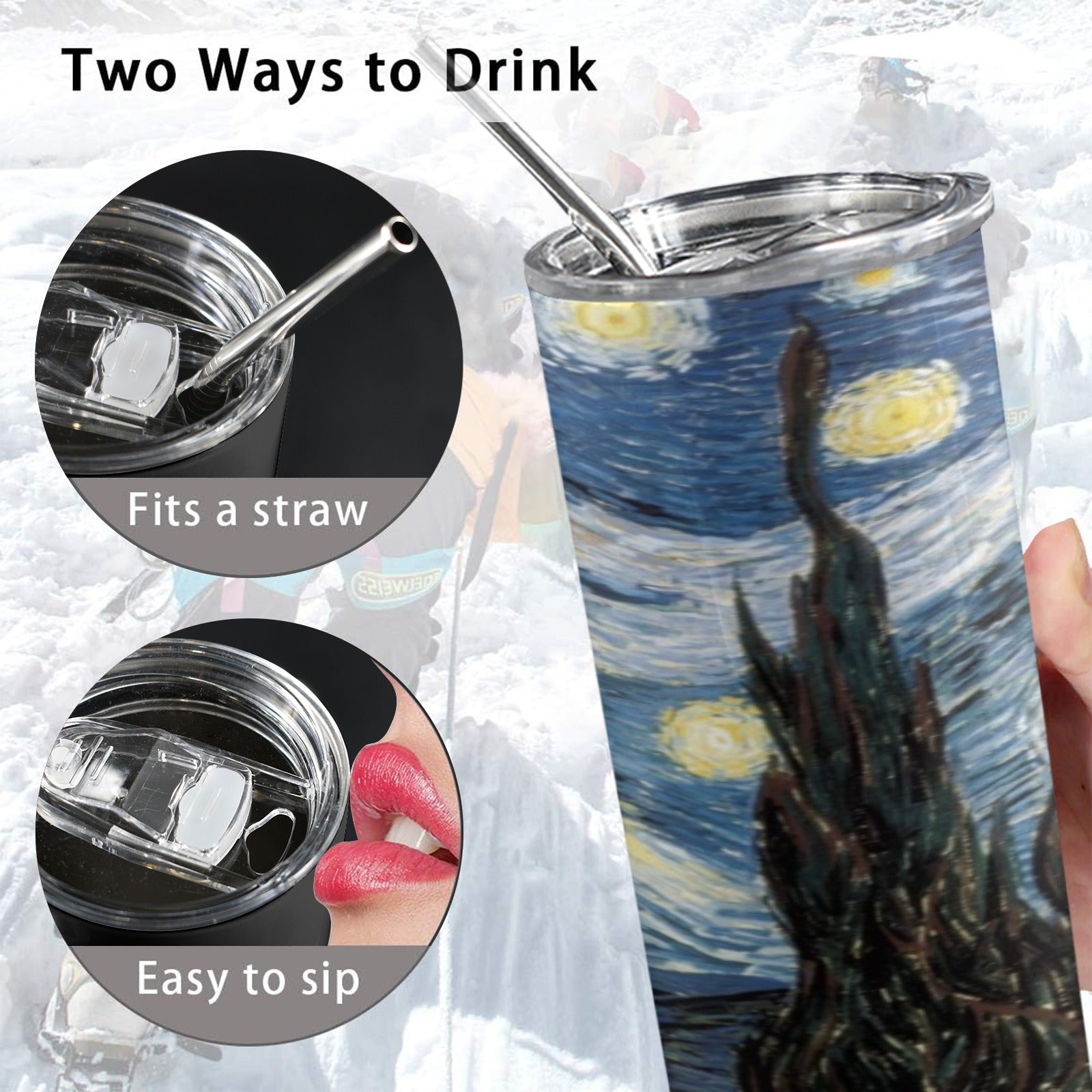 Starry Night 20oz Tall Skinny Tumbler with Lid and Straw