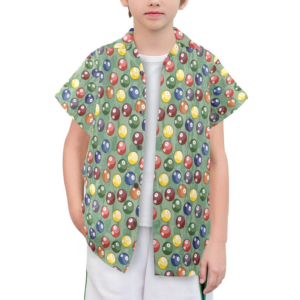 Pool Balls Senior Kids Hawaiian Shirt Senior Kids Hawaiian Shirt 8-15 Games Printed Offshore