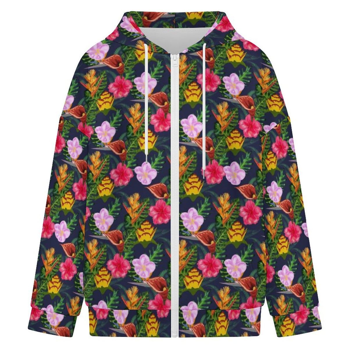 Tropical Floral Women's Full-Zip Hoodie