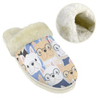 Dog Crowd Women's Fur Trim Thick-Sole Indoor Slippers Women's Fur Trimmed Slippers animal Printed Offshore