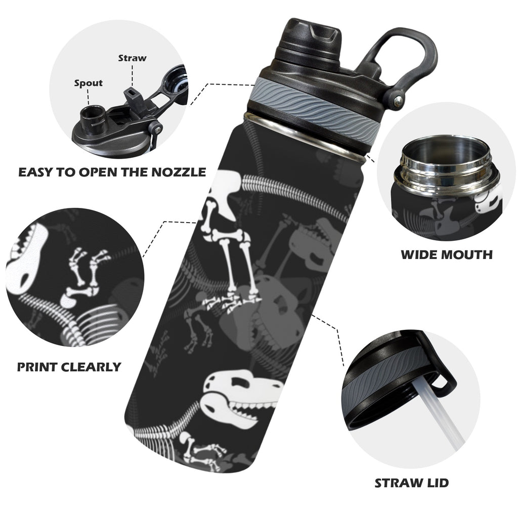 Dinosaur Skeleton - Insulated Water Bottle with Dual-Use Lid (18oz) Insulated Water Bottle with Dual-Use Lid (18oz) Printed Offshore