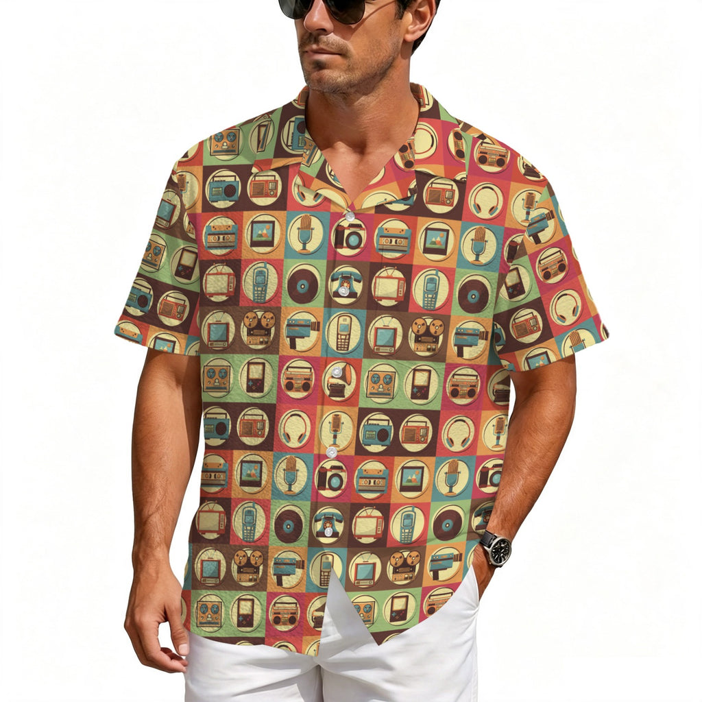 Retro Life Men's Crinkle Hawaiian Shirt
