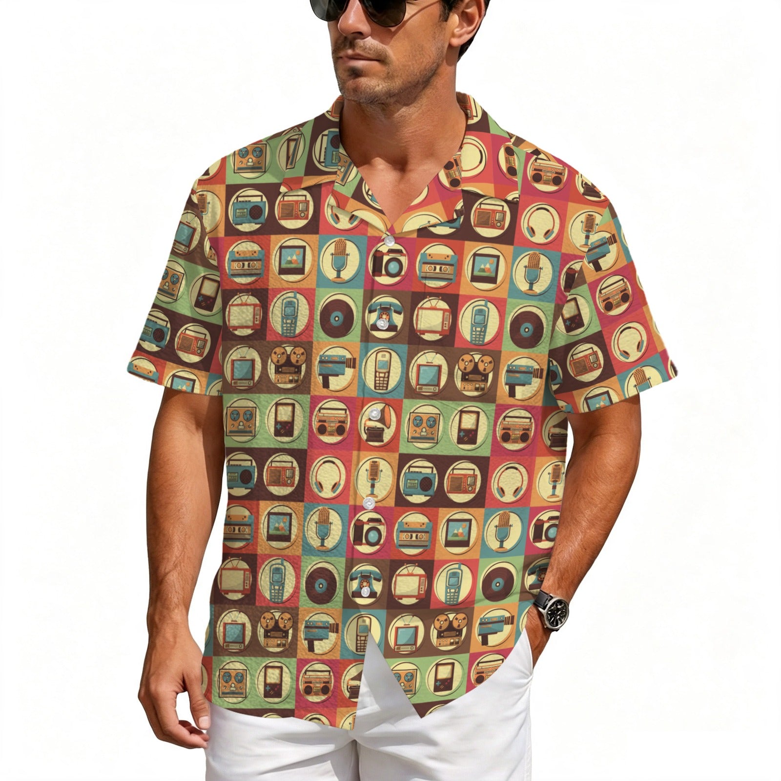 Retro Life Men's Crinkle Hawaiian Shirt