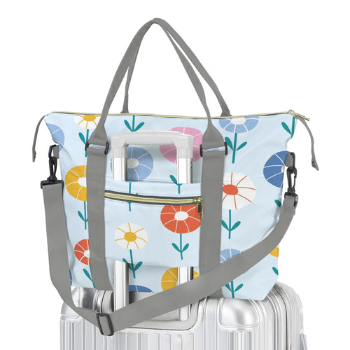 Abstract Cute Flowers Carry On Duffle Bag One Size Carry On Duffle Bag Plants Printed Offshore