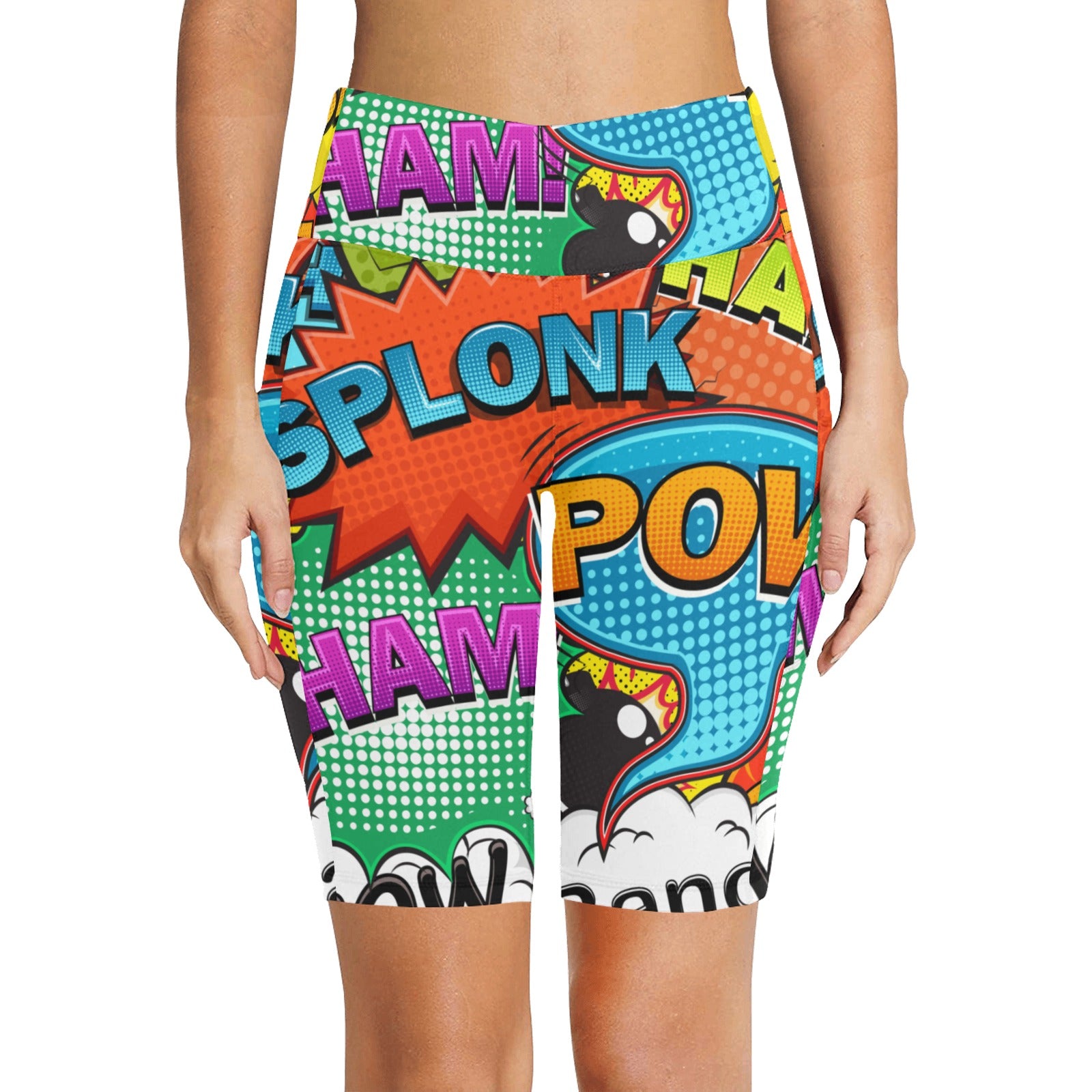 Comic Book 2 Women's Bike Shorts With Side Pockets Women's Bike Shorts comic Printed Offshore