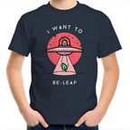 I Want To Be-Leaf, Alien, UFO - Kids Youth T-Shirt Navy Kids Youth T-shirt Printed In Australia Sci Fi