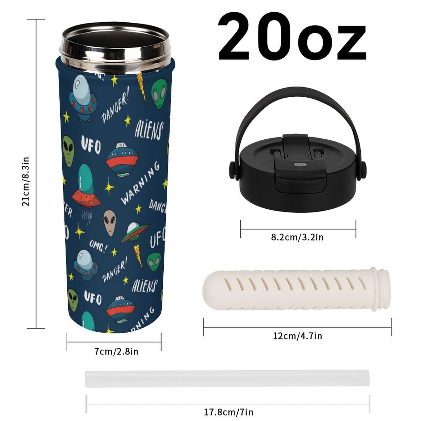 UFO's And Aliens 20oz Tea Tumbler with Carry Handle