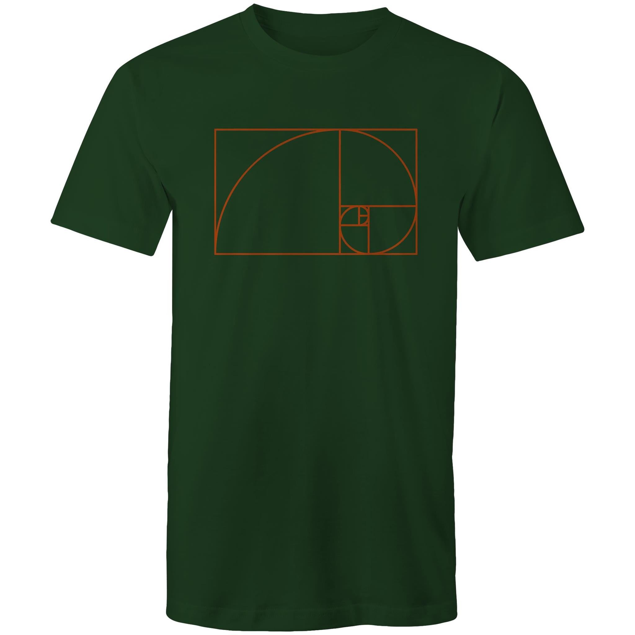 Fibonacci - Mens T-Shirt Forest Green Mens T-shirt Maths Printed In Australia Science