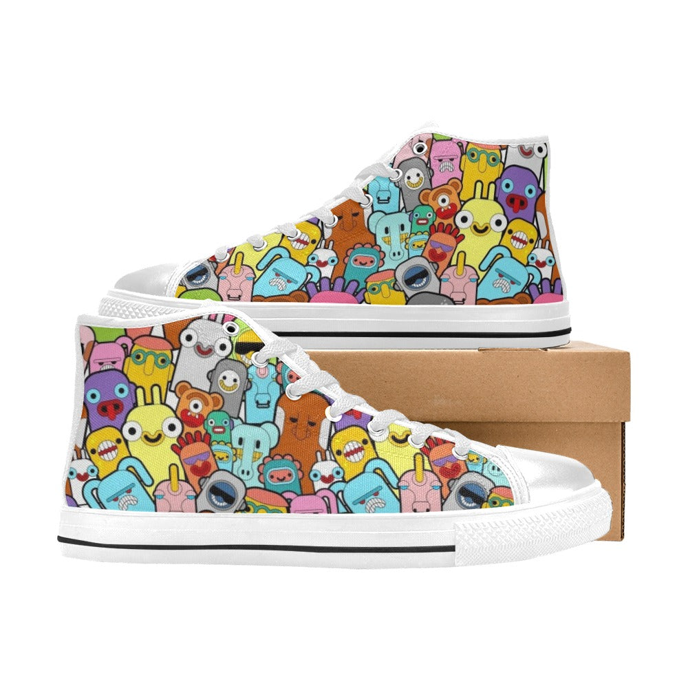 Happy Monsters - Kids' High Top Canvas Shoes Kids High Top Canvas Shoes Printed Offshore Sci Fi