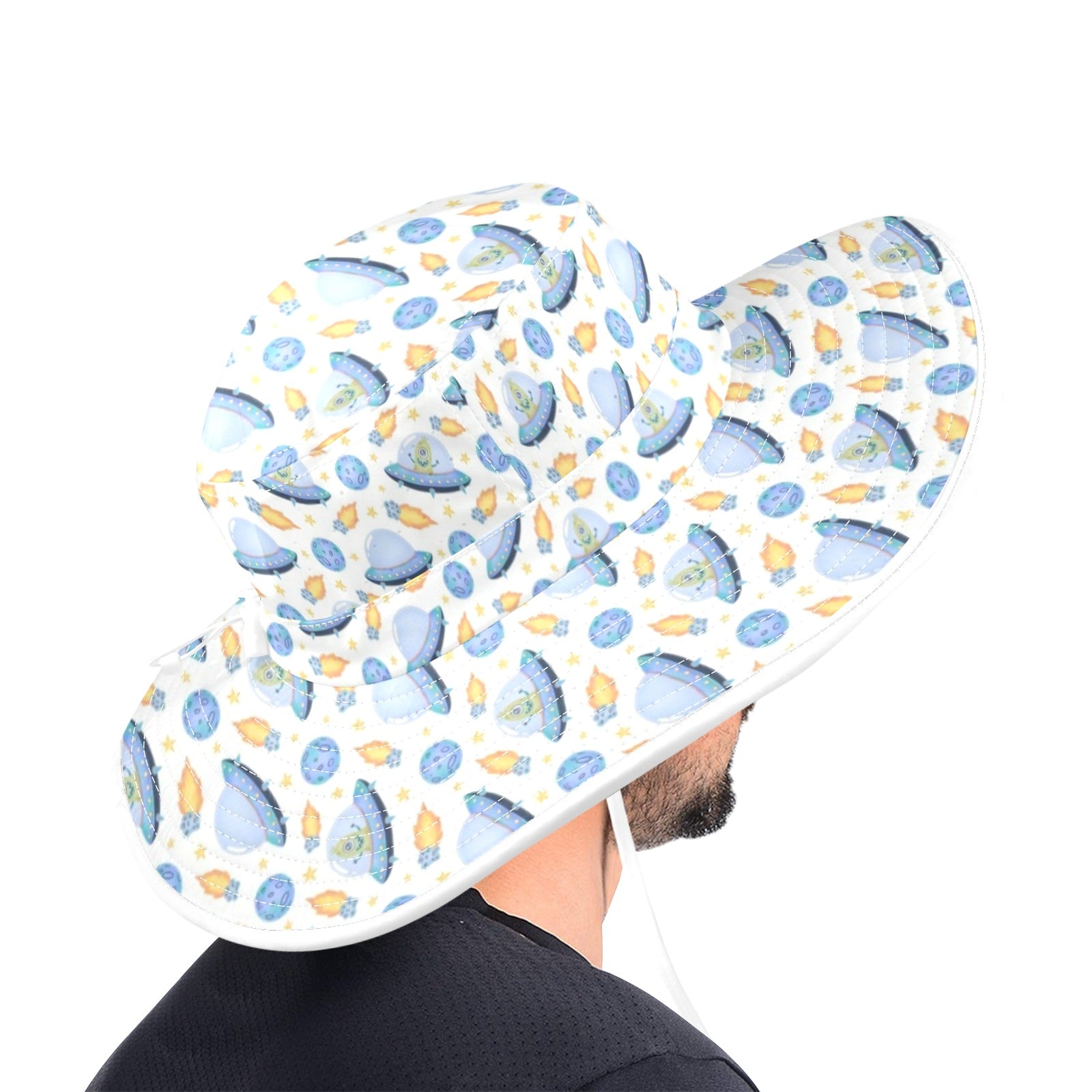 UFO's Wide Brim Bucket Hat Wide Brim Bucket Hat Printed Offshore Sci Fi