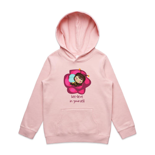 Bee-lieve In Yourself - Kids Hoodie Pink Kids Hoodie Printed In Australia