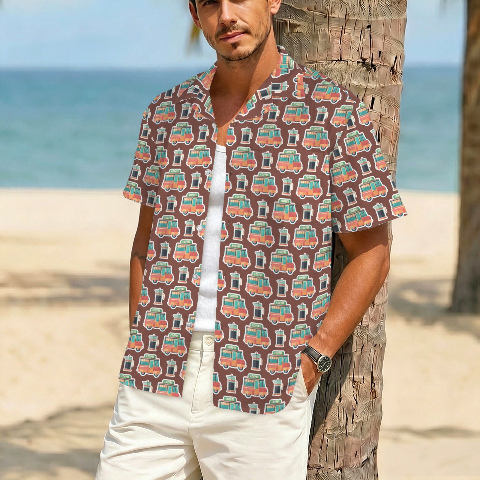 Coffee Van Men's Crinkle Hawaiian Shirt