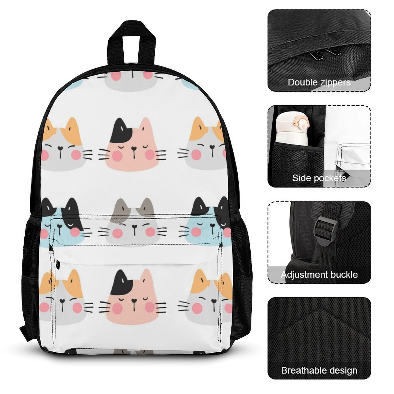 Cat Faces - Three Piece Backpack Set