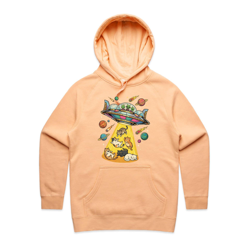 UFO Cat Abduction Women's AS Colour Hoodie Peach Womens Hoodie animal Printed In Australia Sci Fi