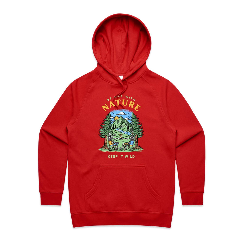 Be One With Nature, Skeletons - Womens Hoodie Red Womens 2XL Womens Hoodie Printed In Australia