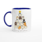 Cats Merry Christmas - 11oz Ceramic Mug Ceramic Blue Christmas Colour Mug Christmas Globally Fulfilled