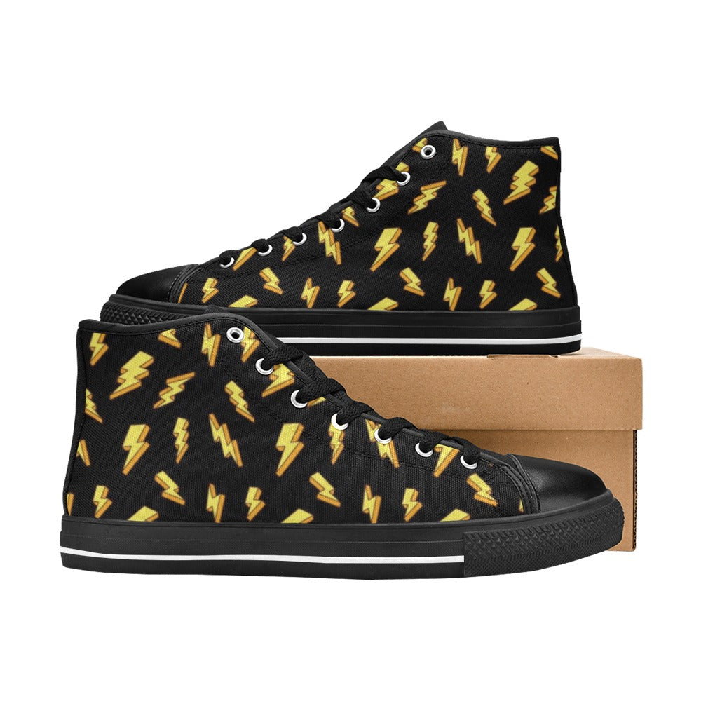 Lightning Bolts - Kids High Top Canvas Shoes