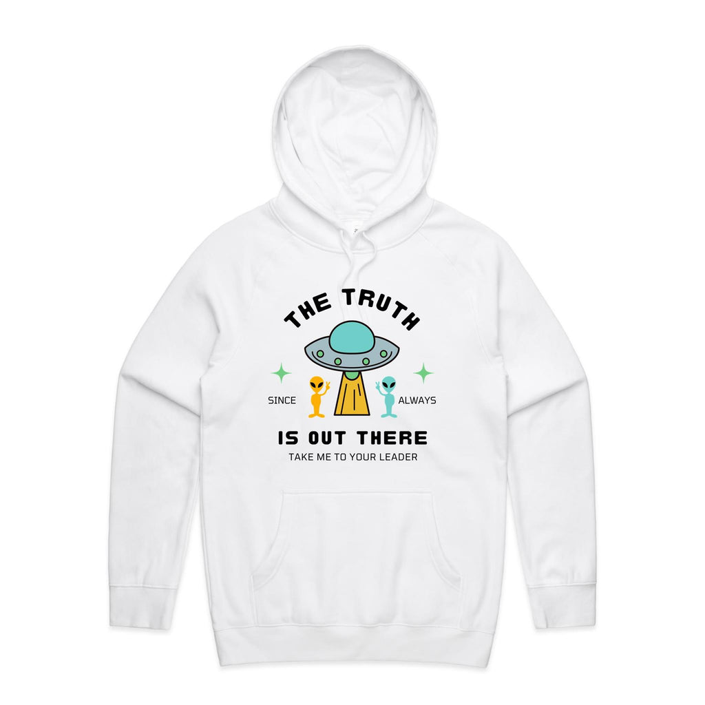 The Truth Is Out There, UFO - Mens Hoodie White Mens Hoodie Printed In Australia Sci Fi