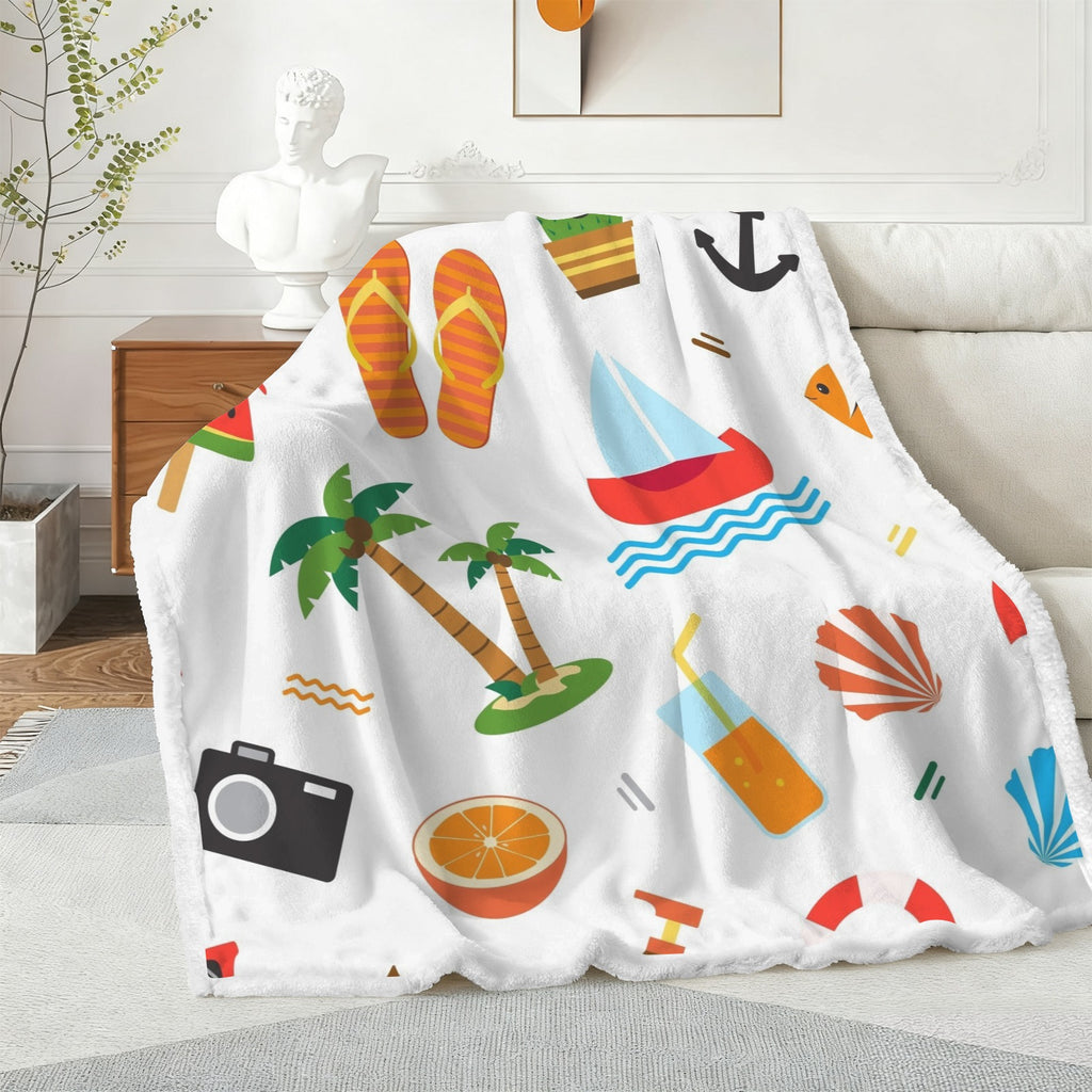 Beach Time - Double-Layer Fleece Blanket 51"x59"