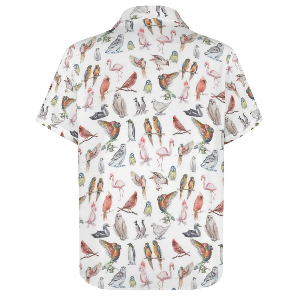 Birds Of A Feather Women's Short-Sleeve Button Up Shirt Women's Short-Sleeve Button Up Shirt animal Birds Printed Offshore