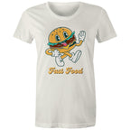 Fast Food, Hamburger - Womens T-shirt Natural Womens T-shirt Food Printed In Australia