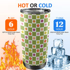 Flower Check 20oz Mobile Tumbler with Lid (Black Lock) 20oz Travel Mug Plants Printed Offshore