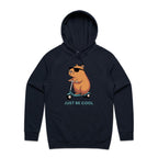 Just Be Cool, Capybara - Mens Hoodie Navy Mens Hoodie animal Printed In Australia