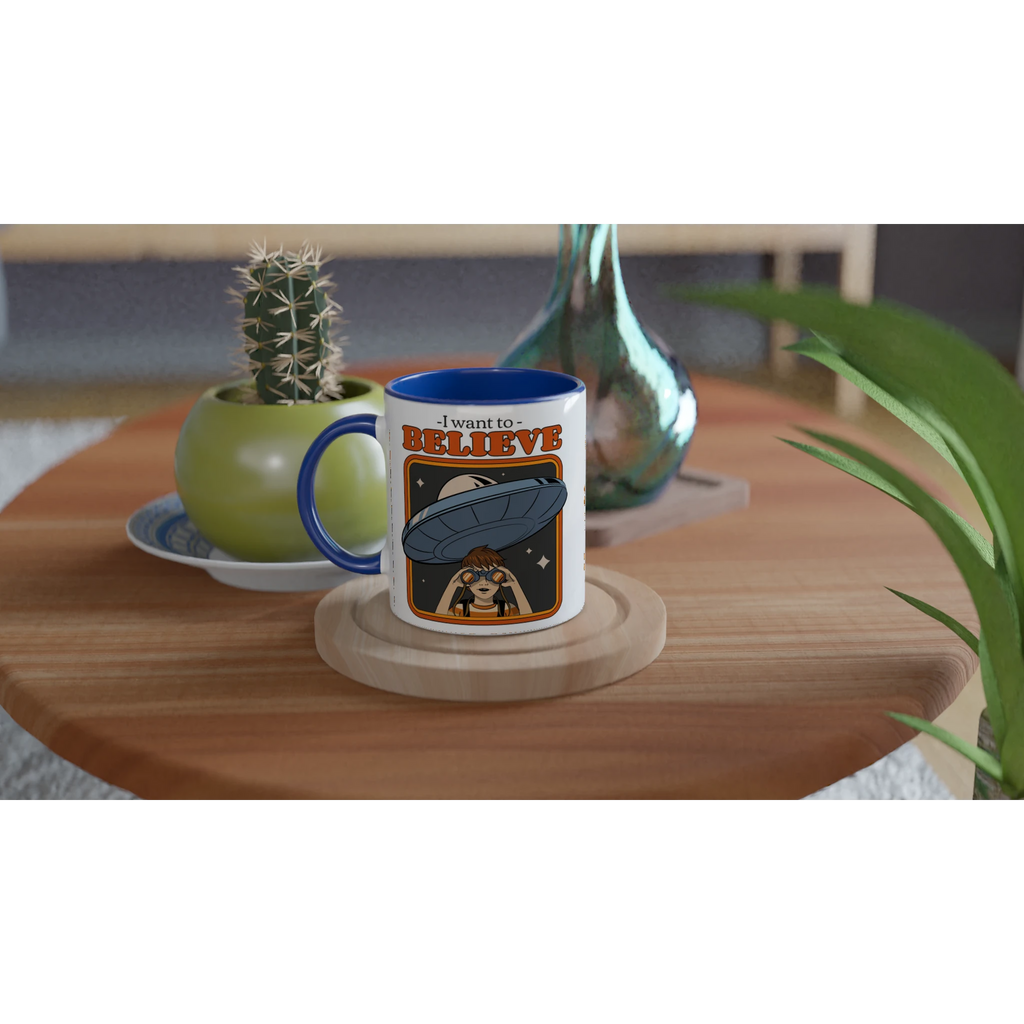 Personalise - I Want To Believe - White 11oz Ceramic Mug Personalised Mug customise Globally Fulfilled personalise Sci Fi