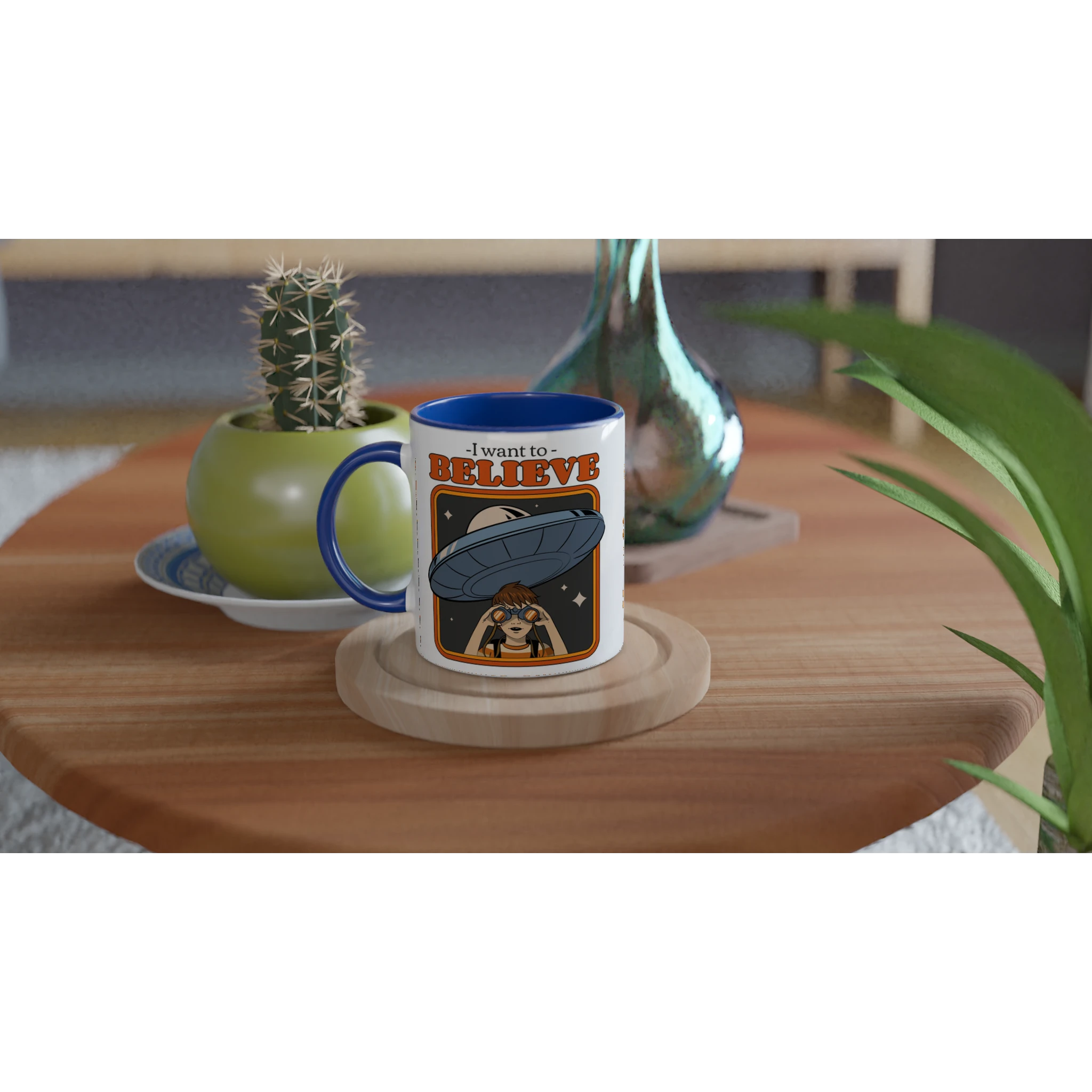 Personalise - I Want To Believe - White 11oz Ceramic Mug Personalised Mug customise Globally Fulfilled personalise Sci Fi