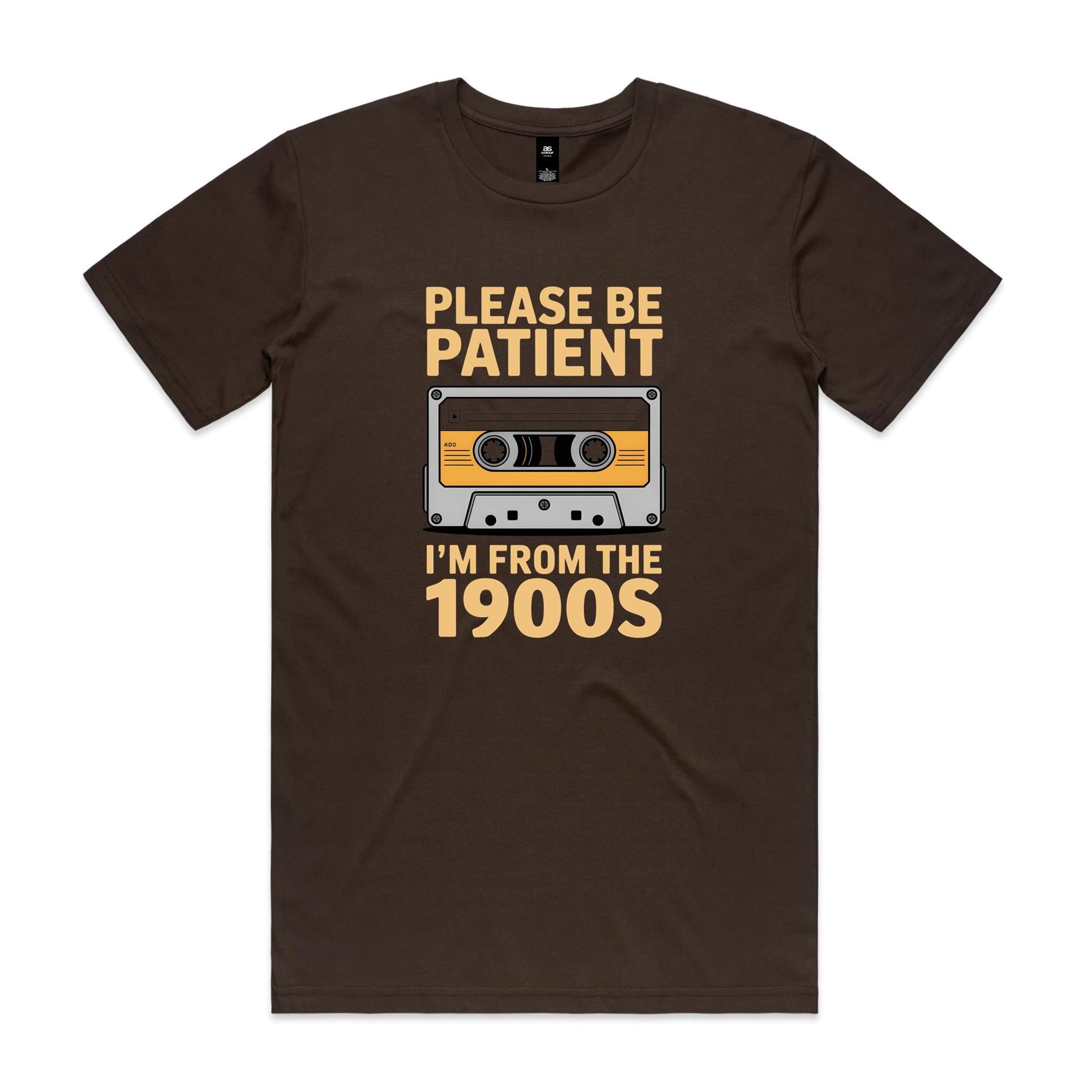 Please Be Patient, I'm From The 1900's - Mens T-shirt Dark Chocolate Mens T-shirt Music Printed In Australia