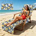Lemon Seagull Beach Chair Towel Cover with Side Pockets